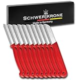 Schwertkrone® Schälmesser 10er Set [MADE IN SOLINGEN - GERMANY] - Gemüsemesser Obstmesser - Küchenmesser klein scharf - Schneidemesser Kartoffelschälmesser - Allzweckmesser (10x rot - 6cm Klinge)