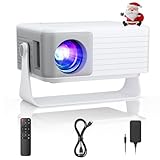 Mini Beamer [Auto Keystone & 2025 Upgraded] AKIYO O1 Beamer Klein 1080P Unterstützt 360° Drehbarem, 15000L Projektor für Heimkino, 50%Zoom Outdoor Projector Kompatibel mit Smartphone/TV Stick/HDMI/USB