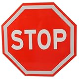 WRITWAA Verkehrswarnschild Stoppschild 25X25cm Aluminiumblech für Notfälle und Verkehrssicherheit an Schulen