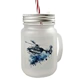 speecheese Police Hubschrauber Mason Jar Henkel Trinkglas mit Deckel Polizei Einsatz Fluggerät Sicherheit beim Fliegen Luftfahrt Rettung Robustes Glas für Fans