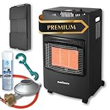 Bluecraft Gas-Ofen Heizofen in PREMIUM QUALITÄT Gasheizer Infrarot Heizstrahler 4,2 kW mit Druckregler & Gas-Schlauch Lecksuchspray und Gasregler-Schlüssel | Camping-Heizung für Gasflasche 5kg 11kg