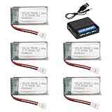 3,7V 400mAh Lipo-Akku 20C mit Molex-Stecker für RC-Flugzeuge, Mini-Drohnen, Quadcopter, Flugzeugmodelle, Akku mit 5-in-1-Ladegerät (5 Stück)