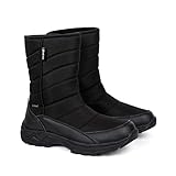 HEYO Herren Schneestiefel Warme Winterstiefel Trekkingschuhe Gepolstert Wasserdicht Trekking Boots Reißverschluss (Schwarz, Standard, EU Schuhgrößensystem, Erwachsene, Herren, Numerisch, M, 44)