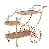 SdaryWare Servicewagen Servierwagen Teebar Modernes Metallregal Getränke- und Spirituosen-Rollregal Getränke- und Weinmöbel Küchen- und Badezimmerwagen,Titanium Rosewood