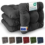 Beautissu 4er Set Premium Stuhlkissen 40x40 cm Anthrazit – UV-beständig & Robust Sitzkissen Outdoor 8 cm dick Polster für Balkonstühle – Gartenstuhl Sitzpolster Stuhl Kissen Indoor – HighLux SK