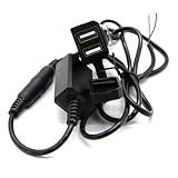 ERINGOGO wasserdichte Motorrad USB Steckdose mit Dual USB Ladeanschluss Fach Motorradhalterung Kompatibel für Smartphone Tablet Kamera Einfache Installation Schwarz