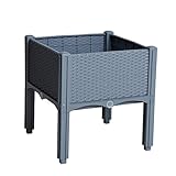 ESTEXO Blumenbeet Hochbeet Gemüsebeet 40x40x44 cm Pflanzbeet Pflanzkasten mit Füßen Grau