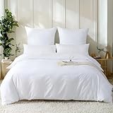 SOULFUL Satin Bettwäsche 220x240 Baumwolle,100% Langstapelige Baumwolle Seidig Luxus Bettzeug, ÖkoTex Zertifiziert & für Allergiker Geeignet, 1 Bettbezug 220x240 & 2 Kissenbezug 80x80,Weiß