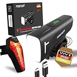 FORTRY Fahrradlicht Set 60,15LUX, StVZO Zertifizierte Fahrradbeleuchtung,USB Typ C Aufladung Fahrrad Lichter Led Set,IPX5 Wasserdichter Fahrradlicht Vorne+Rücklicht, Geeignet Zum Radfahren, Camping