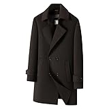 Herren Wintermantel, Dicker Woll Trenchcoat Mit Herausnehmbarer Daunenweste, Hüftlang, Wattiert, Normale Passform, Business Casual, Dicker Windbreaker, Kaffeebraun, Xs