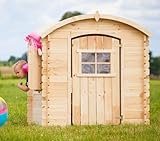 Timbela Kinderspielhaus aus Holz OHNE BÖDEN - Spielhaus im Freien für Kinder - B112xL146xH145 cm/1,1m2 Gartenspielhaus - Garten-Sommerhaus für Kinder M505