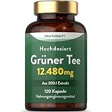 Grüntee Extrakt 12480 mg pro Tagesdosis | 120 Pulver Kapseln | Hochdosiert Green Tea | Vegane | von Horbaach