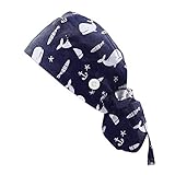 AIchenYW OP Haube Stoff OP Hauben langes Haar Chirurgen-Mütze Verstellbare Füllig Haarabdeckung Peeling Kappe für Krankenschwester Unisex Doktor Kappe Kopfbedeckung (f1-D, One Size)