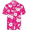 Hawaiihemd Herren Kurzarm, Hawaiihemd Shirt, Tropenhemden, Blumen Hemd Herren, Hawaiihemden Männer Sommerurlaub Strandpartys (DE/NL/SE/PL, Alphanumerisch, M, Regular, Regular, Rosarot)