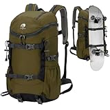Outplea 30L Leicht Wanderrucksack Herren Damen, Multifunktional Reiserucksack mit Skateboard Gurte, Tagesrucksack Sportrucksack für Wandern Outdoor Camping Freizeit, Grün