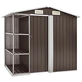 Juroupi Gartenhaus mit Regal Braun 205x130x183 cm Eisen GartenhüTte Blech Garagenzelt Schuppen Garten