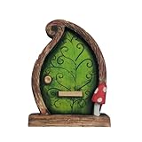 SETOFI Feentür Wichteltür, Holz-Feentüren, Elfen-Türen, Miniatur-Holztüren für Garten, Hof, Bäume, Verzierungen (F)