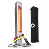 VASNER HeatTower Wärmestrahler (+ Aircape) - Infrarot Standheizstrahler 2500 Watt - Heizstrahler Terrasse elektrisch 4 Stufen - Elektro Heizstrahler Outdoor - Terrassenstrahler Infrarot Fernbedienung