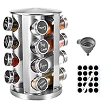 360 ° drehbarer Gewürzhalter aus Edelstahl mit 16 Gläsern à 130 ml für Camping Gewürze Grill Küche Gewürzhalter Leicht zu reinigen Platzsparend rotierender Organizer zum Kochen