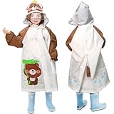 ANYOO Wasserdichte Regenponcho mit Kapuze für Kinder, Leichter Regenmäntel Regencape EVA mit Lang Ärmeln und Schulranzen für Mädchen Jungen Größe 110-120cm Wandern Schule Radfahren Camping Reise