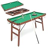 HOMASIS Mini Billardtisch Klappbar, Billiard Tisch mit 2 Queues, 2 Kreiden, 16 Bällen, Dreieck & Bürste, Tischbillard tragbar für Bar & Party, Pool-Billardtische für Kinder & Erwachsene, 138x67x79,5cm