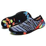 TMEOG Badeschuhe Damen Herren Wasserschuhe Schwimmschuhe Aquaschuhe Strandschuhe rutschfest Surfschuhe schnell trocknend Wattschuhe Meerschuhe Erwachsene(39 EU,Marineblau)