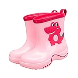 LDadgf Regenstiefel für Kinder, strukturierte Sohlen, rutschfeste, leichte, bequeme Regenschuhe für Grundschüler Winterstiefel Kinder 33 (Pink, 32 Big Kids)