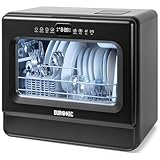 Duronic DW10 BK Spülmaschine, Mini Geschirrspüler bis 6 Personen, Tischgeschirrspüler mit 5 Liter Tank, Minispülmaschine für Singles, 6 Programme