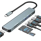 USB C Hub, USB C Multiport Adapter mit 4K HDMI, 100W PD, SD/TF Kartenleser, USB 3.0/C Datenport, 7 in 1 USB Typ C Hub für MacBook Air/Pro, Galaxy, iPad, Surface Book, Chromebook Usw