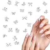 Schmetterling Nair Charms 40PCS Legierung Nagelschmuck 7Styles Nail Art Bogen Edelsteine 3D-Nagelkunst-Anhänger Doppelschichten Nagelbohrer Dekorationen (Silber)