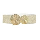Moorle Elastische Gürtel Damen Breit Taillengürtel, Mode Schnalle Gürtel mit Goldschnalle, Stretchgürtel Damen, Stretchy Gürtel Mode Damengürtel für Frauen Kleider Jeans Hosen