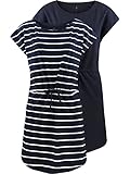 ONLY Damen Sommer Mini Kleid onlMAY S/S Dress 2er Pack Grösse XS S M L XL XXL Gestreift Schwarz 100% Baumwolle, Größe:XL, Farbe:Night Sky Primo Stripe