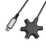 Oluote USB C Kopfhörer-Splitter USB C auf 3.5mm Audioadapter USB Typ C auf 3.5mm 5-Wege TRS Buchse Kompatibel mit Pixel 4 3 XL, Samsung Galaxy S22 S21(1.5m)