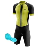 Herren Pro Trisuit Kurzarm Triathlonanzug für Ironman,Triathlon Anzug Kurzarm Trisuit Speed Suit Skinsuit Triathlon Tri Suit für Wettkampf Run, Cycle, Swim,Strumpfhosen (PT13,XL)