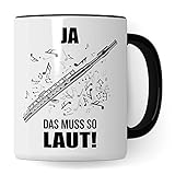 Querflöte Tasse - Musik Geschenk für Flötist Flötistin - Kaffeetasse Musiker Quer-Flötenspieler - Instrument Geschenkideen Becher Querflötist Querflötistin Spruch Kaffeebecher