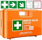 HELDENWERK Erste Hilfe Kasten nach neuer DIN 13157:2021 inkl. Wandhalterung, 5x Aufkleber & Plombe | Universal Erste Hilfe Koffer für Betriebe, Haushalt oder Gastronomie - Büro Verbandskasten gefüllt