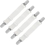 LIHAO 4 Stück Bügeltischspanner Verstellbar Bettlakenspanner Bügeltisch-Bezugspanner Bügelbezugsspanner Weiß