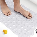 HITSLAM Badewannenmatte rutschfest, 101 x 40cm Extra Lange Antirutschmatte Badewanne, Duschmatte rutschfest BPA Frei, Schimmelresistent & Maschinenwaschbar Badematte, Transparent