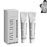 2 Stück Unisex Graue Haarfarbe Creme, Silver Gray Natural Hair Dye Cream, Haarfarbe Wachs Instant, New Silver Hair Dye, Unisex Silver Hair Dye, Haarfarbe Wachs für Männer und Frauen