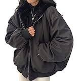 JIAALU Damen Wintermantel Auf Beiden Seiten Parka mit Fell Kapuze Warm Fleece Gefütterter Doppelseitige Plüsch und dick Winterjacke Winter Mantel Jacke Outdoorjacke