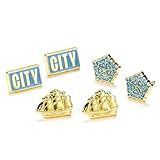Manchester City Football Club Set mit drei Ohrsteckern, Einheitsgröße, Zink, Kein Edelstein