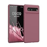 kwmobile Hülle kompatibel mit Google Pixel 6 Hülle - gummierte TPU Silikon Handyhülle - Schutzhülle für kabelloses Laden - Case in Dark Rose