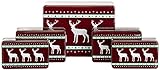 Brandsseller 5er Set Keksdose rechteckig Weihnachtsdose Plätzchendose Gebäckdose Metall Rentier