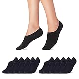 10 Paar Füßlinge Damen Herren No Show Sneaker Socken Baumwolle Schwarz 39-42 (16805)