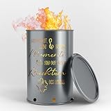 Fuchsbau Feuertonnen Feuertonne mit - Reichtum des Lebens - Motiv - Gefertigt aus neuem Ölfass - Besondere Feuerstelle für Garten und Terrasse - Hohe Feuerschale mit Rostoptik - 90 x 60 cm