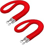 2er-Pack Samtseil mit Silbernem Haken, Massenkontrolle-Sperren-Seil, Neuer Warteschlangenteiler Hängende Seile VIP-Seil Sicherheitsabsperrseil für Warteschlangen für Hotelk(Size:6ft/185cm,Color:Rot)