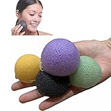 Gesichtskonjac Schwamm - Gesichtsschrubber für sanfte Gesichtsreinigung und Peeling mit Turme-RIC, Lavendel, Aloe Ve-ra und Aktivkohle, 4 Stück
