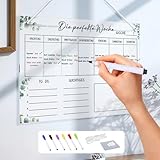 Wochenplaner Acryl Magnetisch,30 * 20CM,Wochenkalender Planungstafel,Magnetisch Whiteboard Wochenplaner,Abwischbar Familienplaner,Magnetischer Wochenplane Abwischbar,Monatsplaner Magnetisc