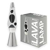 Fisura - Schwarze Lavalampe. Chromfuß, schwarze Lava und transparente Flüssigkeit. Retro-Lavalampe mit Ersatzbirne. 11,5 cm x 11,5 cm x 40 cm.