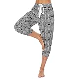Kurze Jogginghose Damen,Haremshose Damen Kurz Yogahose 3/4 Lang Capri Sommerhose Leicht Sporthose Strandhose Luftige Pumphose Aladinhose für Pilates Yoga Hippie Hose Sommer Hosen,Haremshose 3/4